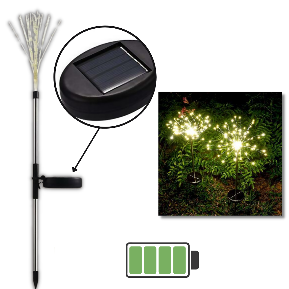 Fitas de luz de jardim em forma de fogos de artifício elétricos Furongman, decorativas e iluminadas para exteriores.