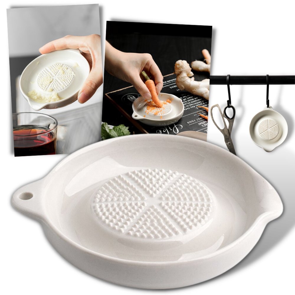 Râpe de cuisine em cerâmica Tawohi, utensílio de cozinha para triturar alho e temperos, com superfície lisa e resistente.