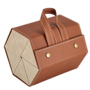 Caixa de armazenamento para óculos Linfan em acabamento marrom, ideal para organização e proteção de óculos.