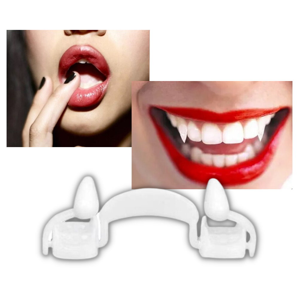 Crocs de vampiro retroiluminados da Yugaoo com design retrátil, acessórios de fantasia para Halloween com dentes assustadores.