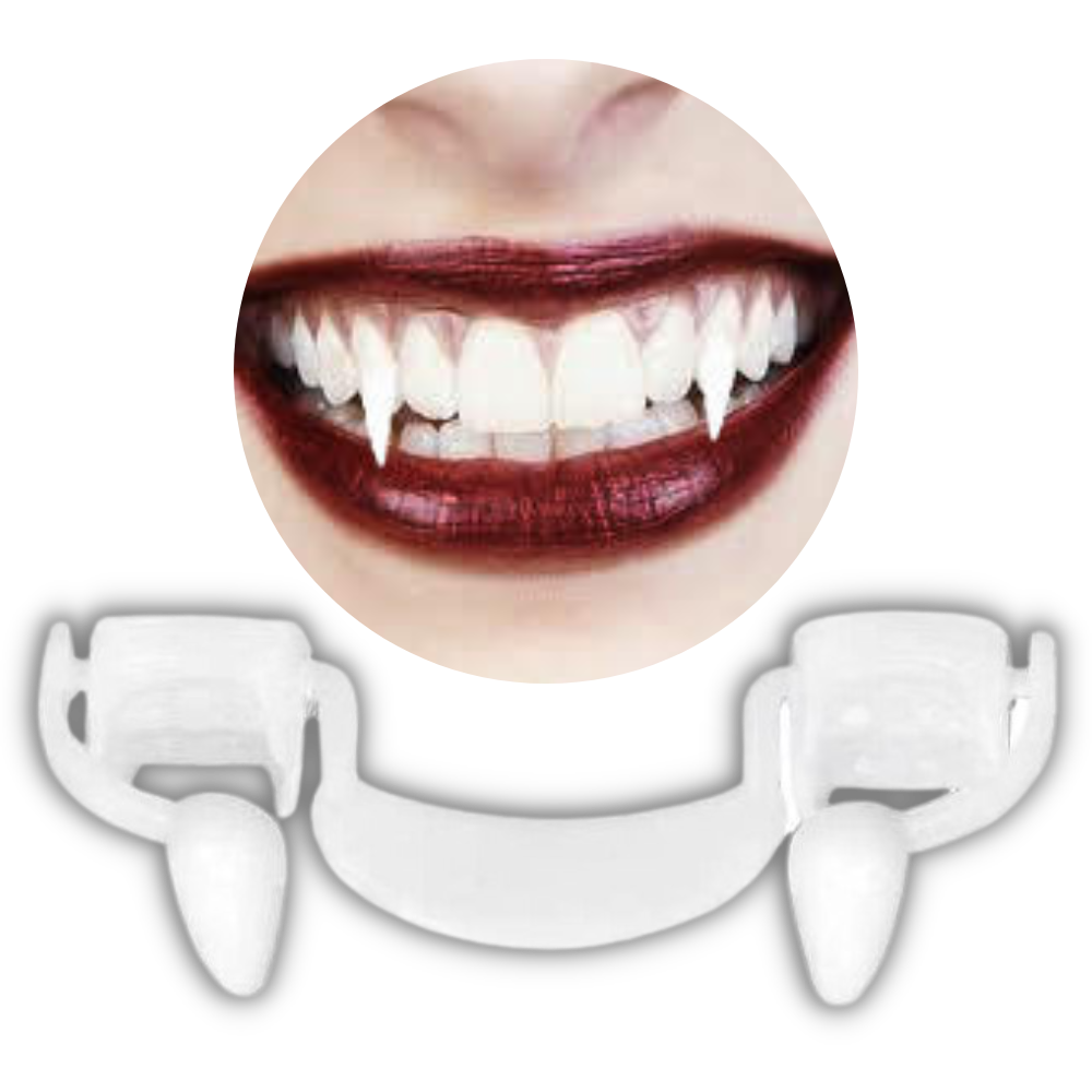 Crocs de vampiro rétráteis Yugaoo com detalhes de dentes de vampiro, acessório de fantasia para Halloween.