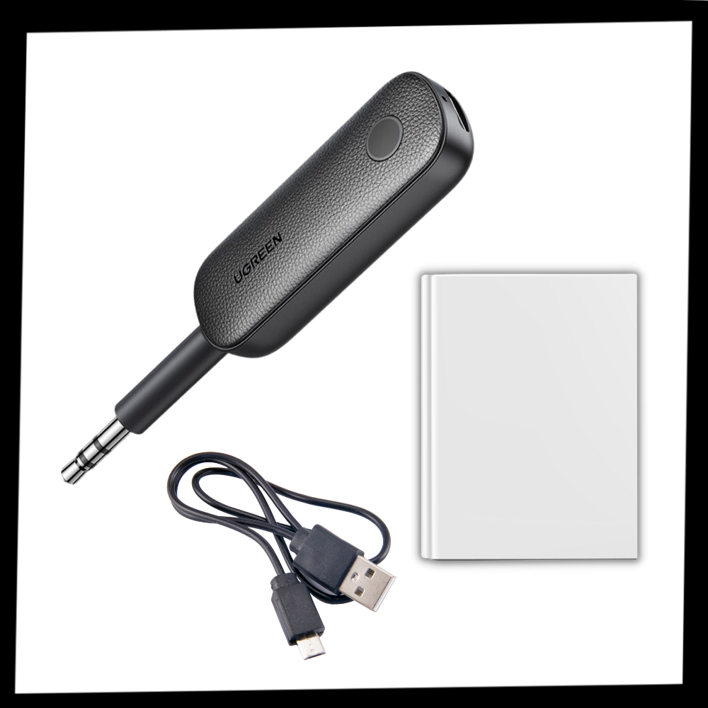 Adaptador Bluetooth sem fio Brottfor com entrada jack 3,5 mm para conectar dispositivos de áudio sem fio.