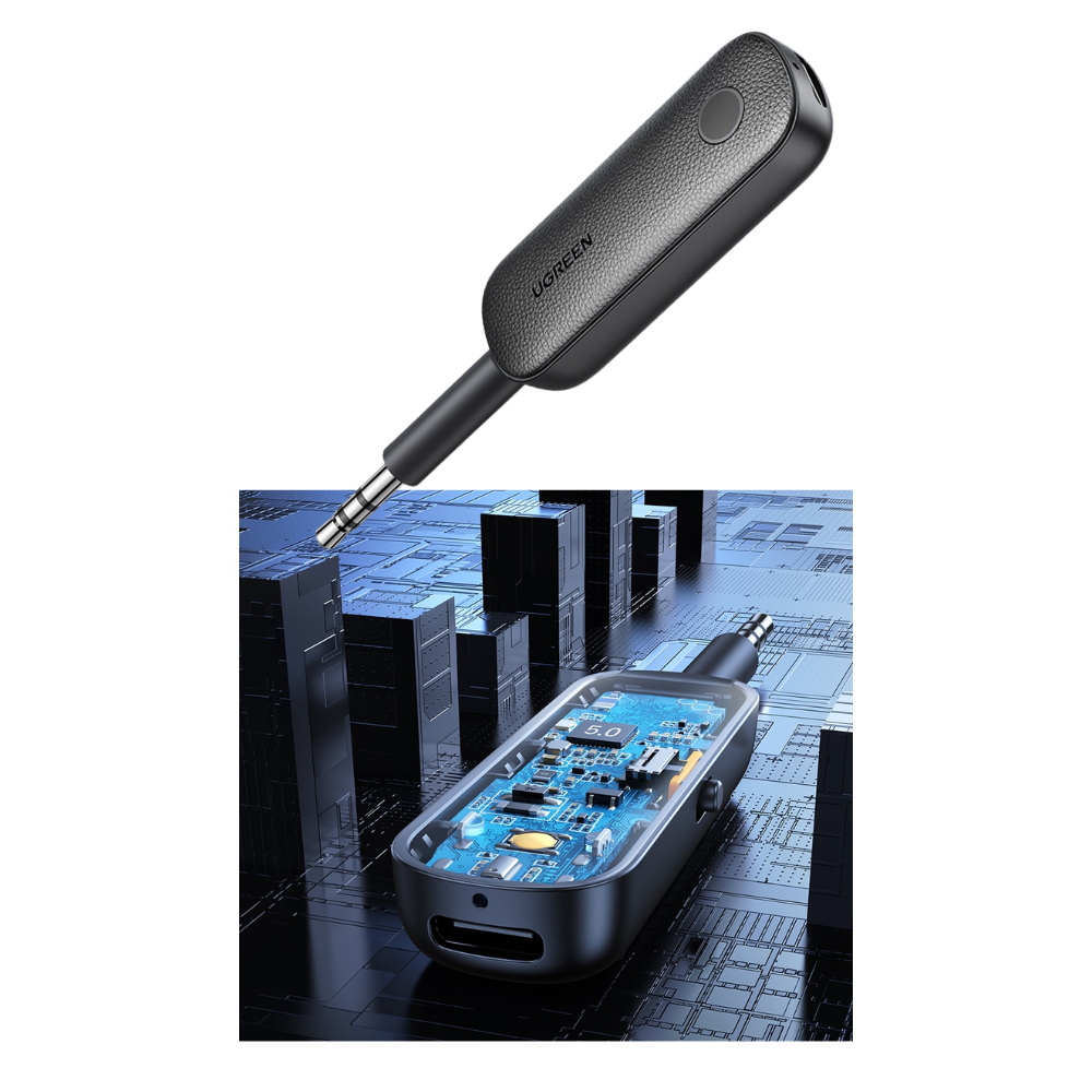 Adaptador Bluetooth sem fio Brottfor com entrada jack 3,5 mm para conectar dispositivos de áudio sem fio.