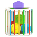 Blocos de formas coloridos para crianças, brinquedo de puzzle em cilindro da marca Pixnone, com peças variadas e vibrantes.
