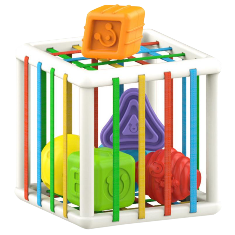 Blocos de formas coloridos para crianças, jogo de puzzle da marca Pixnone, com quadrados e peças variadas.
