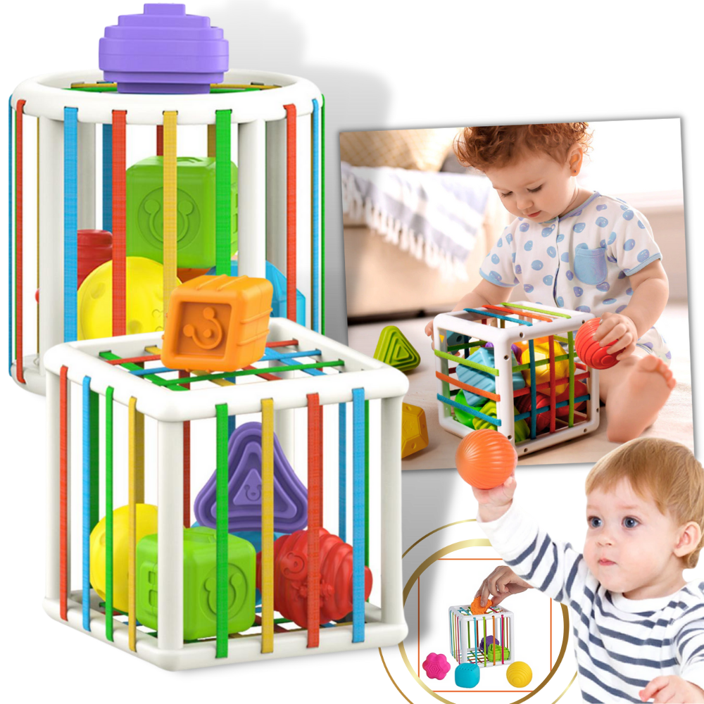 Blocos de formas coloridos para crianças, brinquedo de puzzle da marca Pixnone, com várias formas e cores vibrantes.