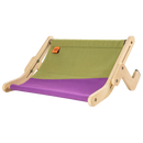 Cama suspensa de janela para gatos em madeira roxa, acessório para gatos da marca Rolife, com estrutura de suporte para descanso.