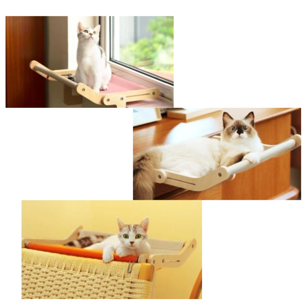 Alçapão de janela em madeira para gato da Rolife, acessório para gatos, com design versátil para instalação fácil.