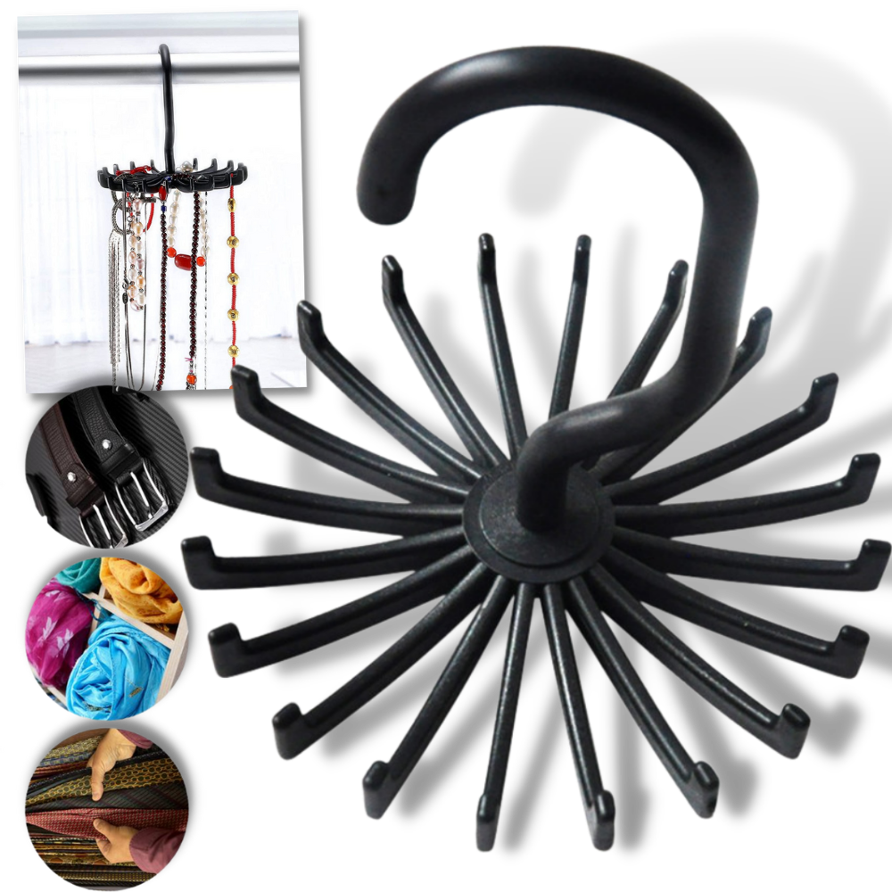 Porte-cravate rotativo Trihiy de 360 graus, produto de blanchisserie para organizar gravatas com prática rotação.
