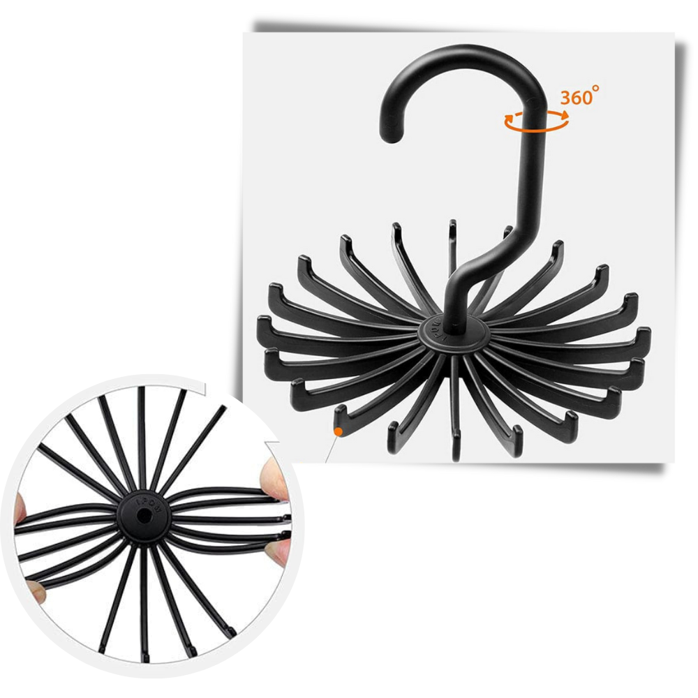 Porte-cravate rotativo Trihiy de alta capacidade para organização de roupas de lavanderia, com giro de 360 graus.