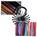 Porte-cravate rotativo Trihiy de 360 graus, suporte versátil para organização de acessórios de roupas.