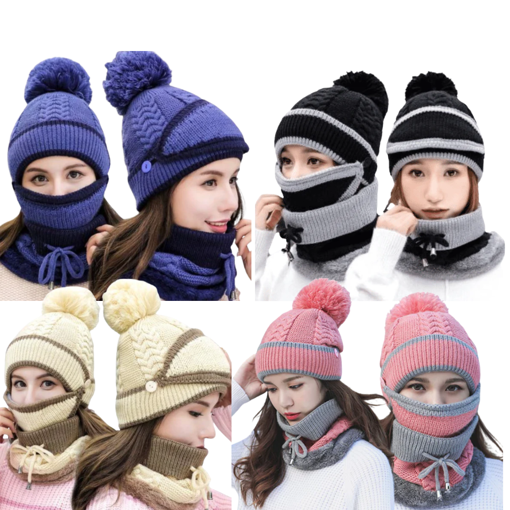 Conjunto de bonnets de inverno da Pirate Hat, chapéus quentinhos e estilosos para o frio.