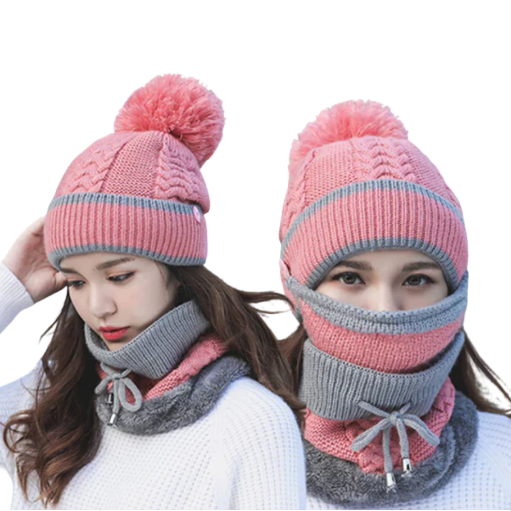 Conjunto de bonnets de inverno rosa da Pirate Hat, artigos de chapellerie e covers de cabeça quentinhos para o frio.