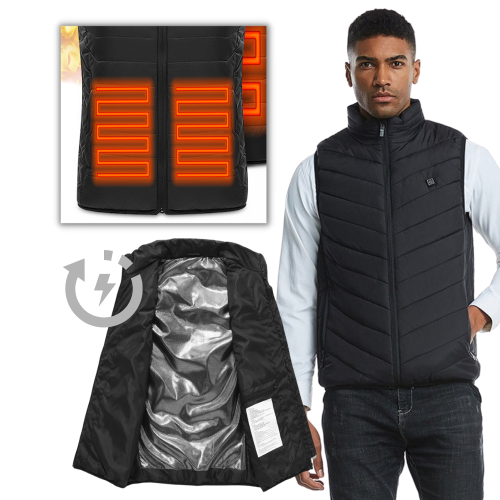 Colete aquecido unissex Lizxun, veste de roupas para atividades ao ar livre, com controle de temperatura em três níveis.