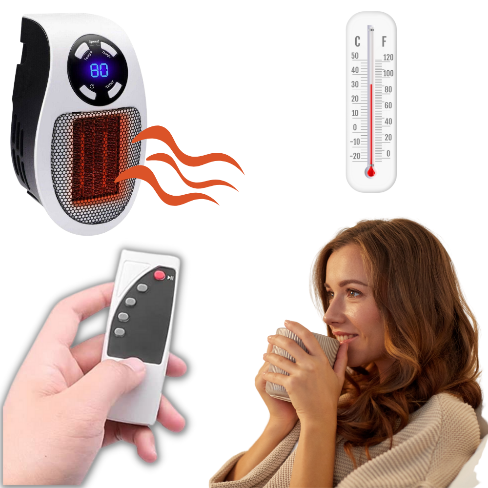 Aquecedor elétrico portátil Yipa com múltiplas configurações, compacto e ideal para aquecimento de ambientes internos.