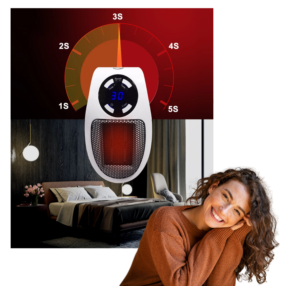 Aquecedor elétrico portátil Yipa, compacto e eficiente, ideal para aquecimento rápido em ambientes internos.