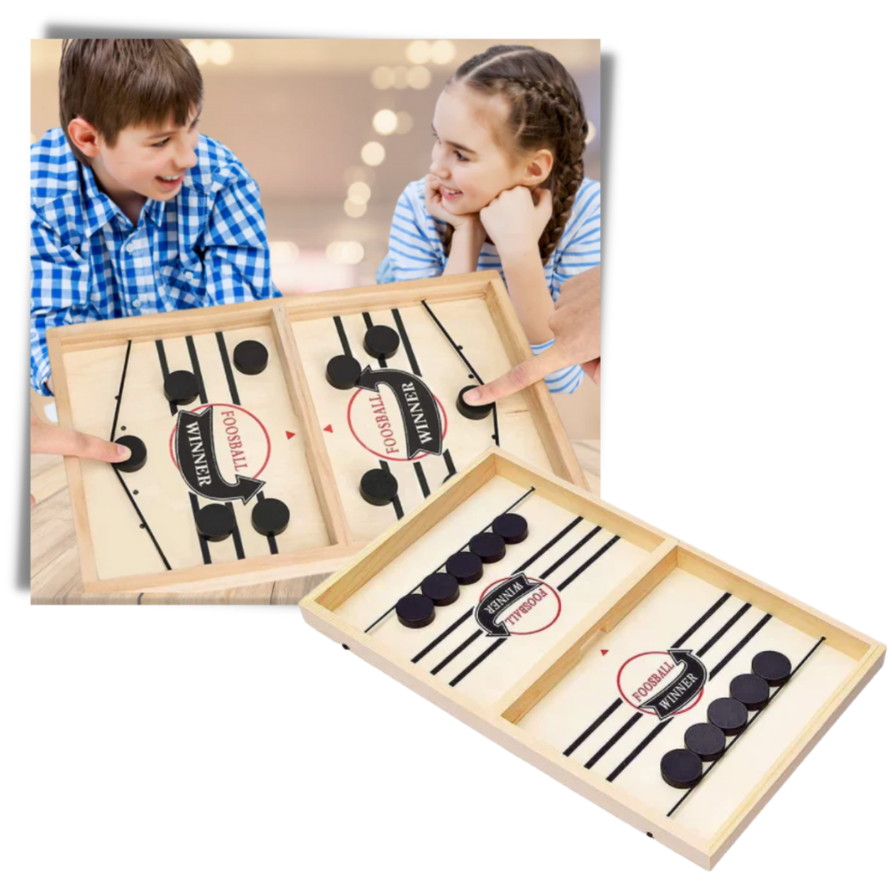 Hockey de mesa em madeira Pawst, brinquedo de esporte com jogadores e mesa de jogo para diversão acessível