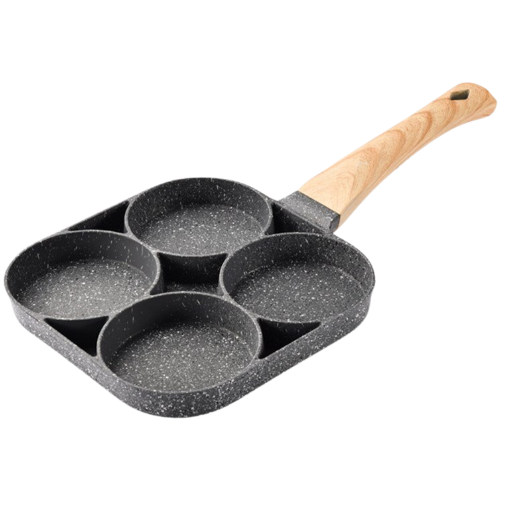 Frigideira antiaderente Kaboer para ovos com 4 buracos, utensílio de cozinha para preparo de ovos e receitas de pâtisserie.