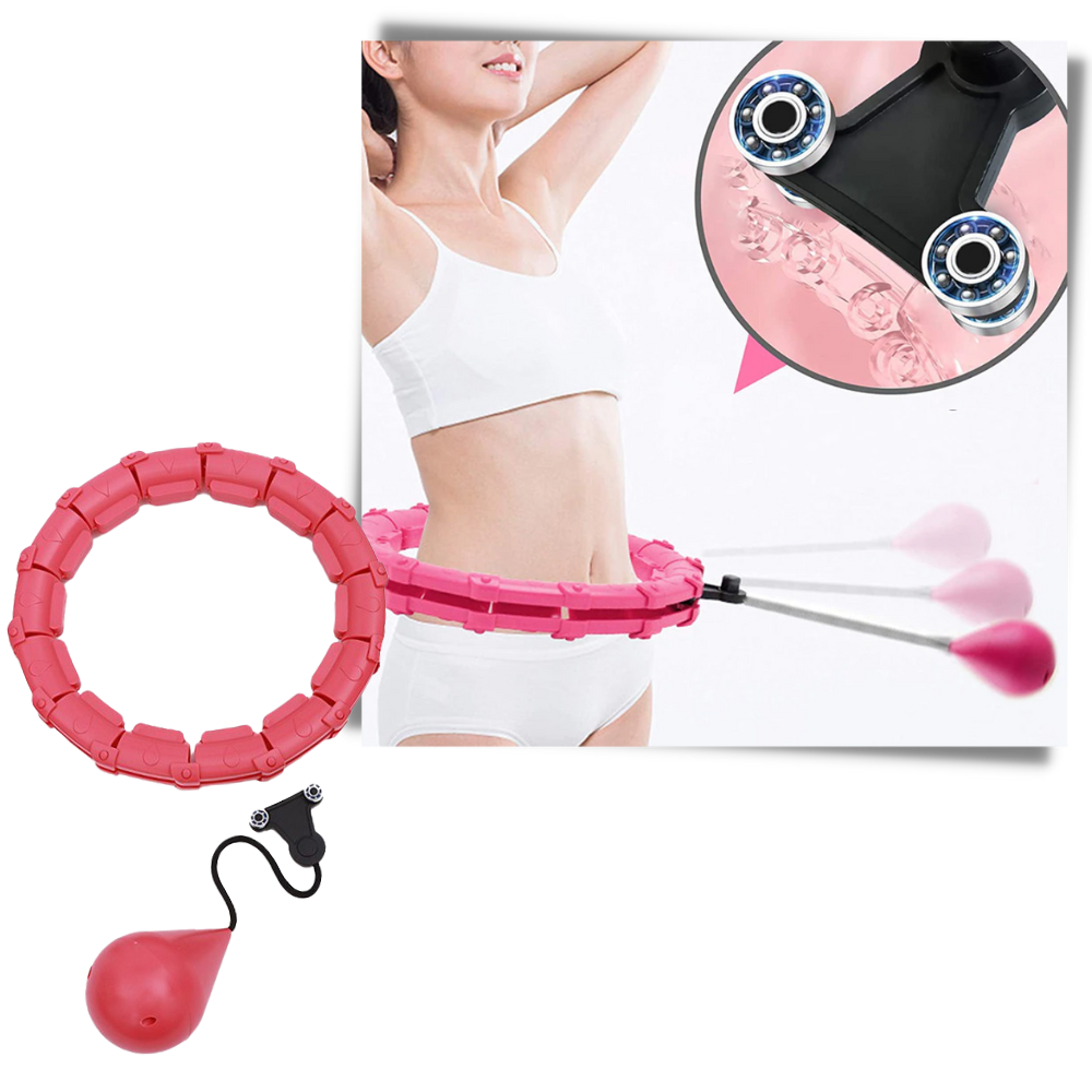 Hula hoop de fitness com pesos da marca Obosoe, indicado para treino e exercícios de emagrecimento.