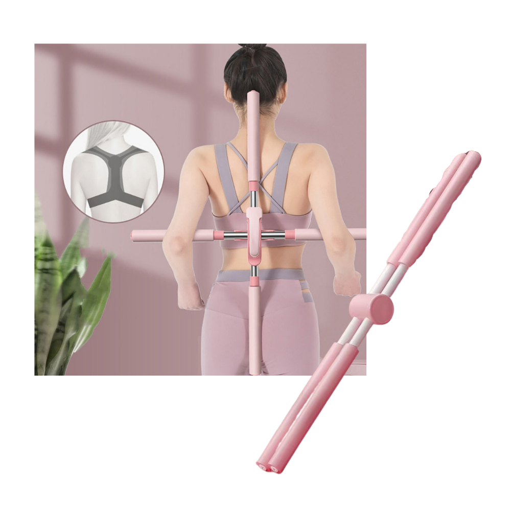 Bastão corretor de postura Ybeny, material de ergoterapia e fisioterapia, usado para melhorar a postura e aliviar dores nas costas.