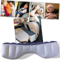 Almofada inflável para assento de carro Sjddufcnd, ideal para camping e caminhadas, mostra a almofada inflada sobre o assento.