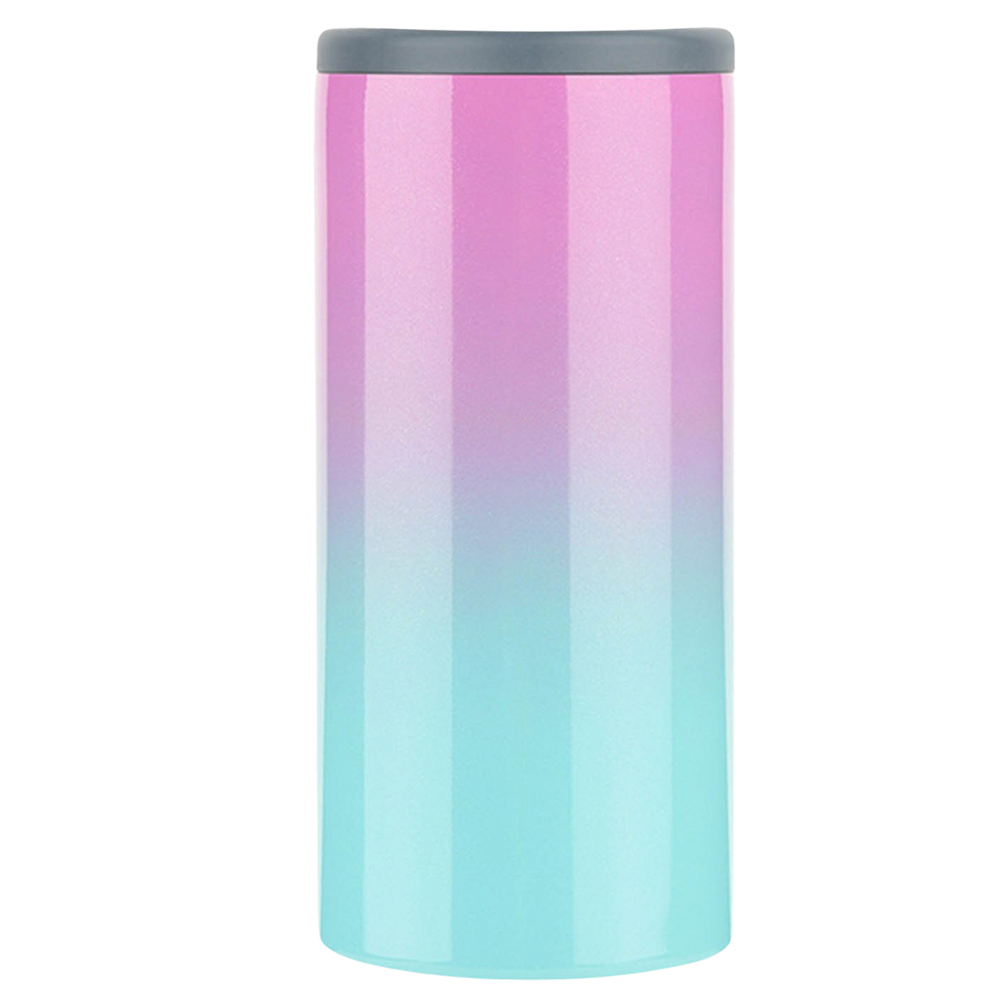 Suporte para alimentos e bebidas Rinhoo em aço inoxidável, com compartimentos isolados rosa e azul para manter a temperatura.