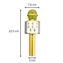 Microfone de karaokê Bluetooth sem fio Aetomce, componente de áudio portátil com microfone e controle sem fios.