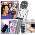 Microfone de karaokê Bluetooth sem fio Aetomce, componente de áudio com microfone portátil para cantar e diversão.