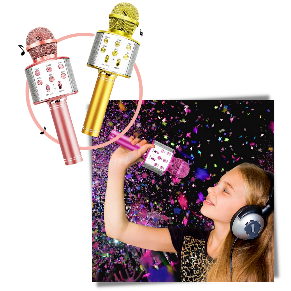 Microfone de karaokê Bluetooth sem fio Aetomce com redução de ruído, componentes de áudio para diversão em festas.