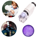 Microscópio portátil para crianças da Pwtool, brinquedo óptico com lente e base para exploração científica.