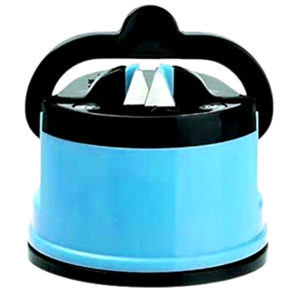 Afiador de facas de cozinha Latady, eletrodoméstico de cozinha em azul, com lâmina de afiar para facas.