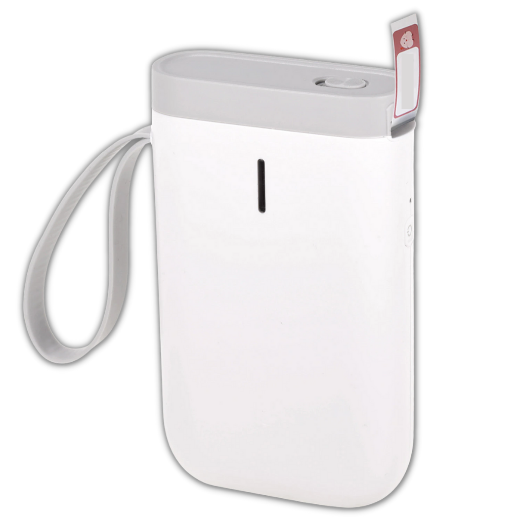 Impressora de etiquetas portátil Dodocool branca para uso em escritório, com design compacto e fácil de transportar.