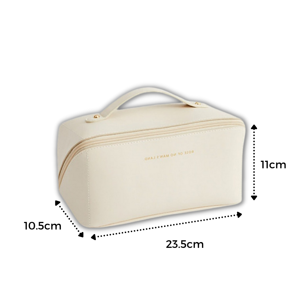 Necessaire de viagem grande capacidade Thrinwolf para maquiagem, com compartimentos e zíper, ideal para organização de cosméticos.