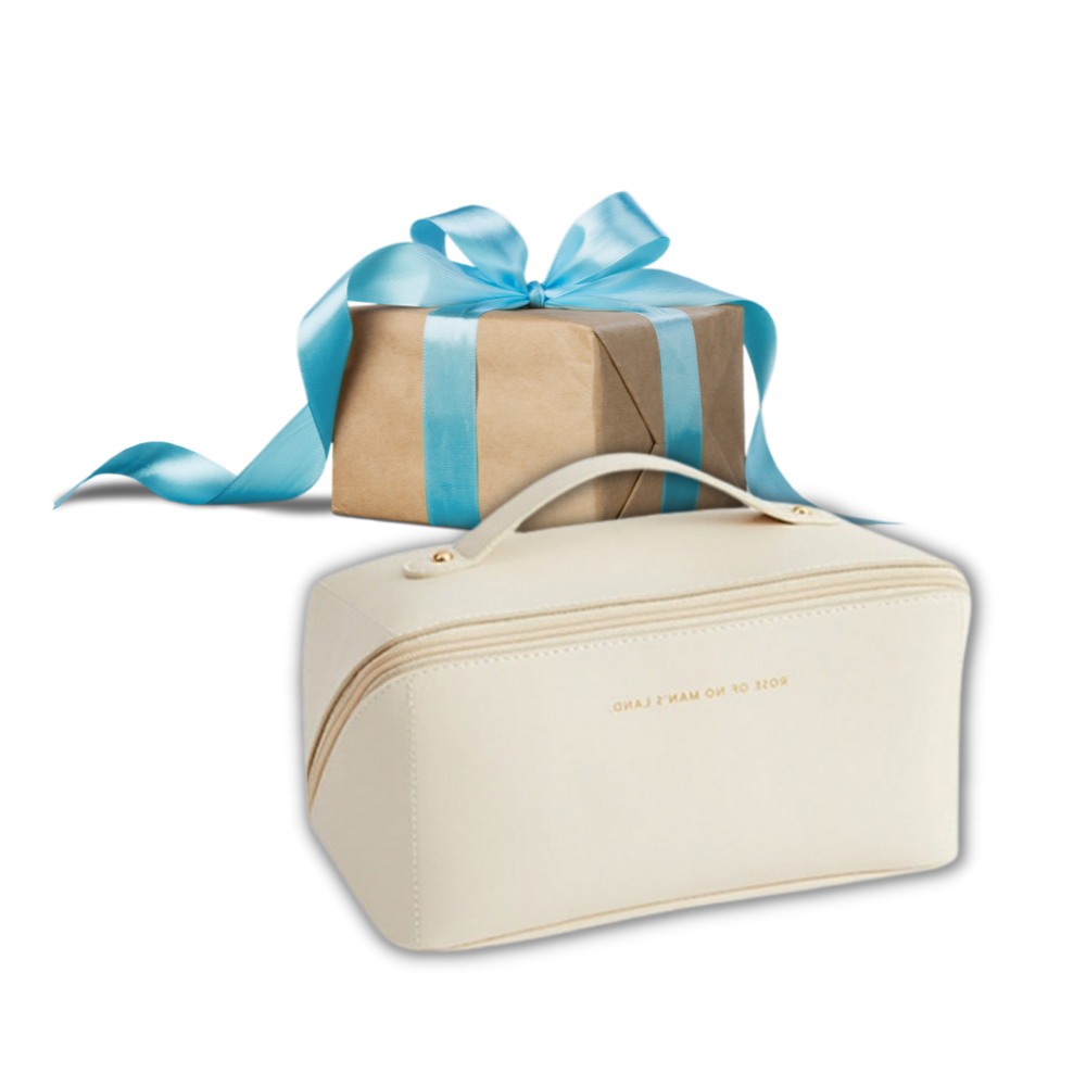 Necessaire de maquiagem de viagem grande capacidade Thrinwolf, pouch espaçosa para itens de beleza e acessórios.