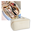 Necessaire de maquiagem de viagem grande capacidade Thrinwolf, com várias divisórias para organização de produtos de beleza.