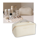 Necessaire de maquiagem de viagem grande capacidade Thrinwolf, com compartimentos múltiplos para organização eficiente.