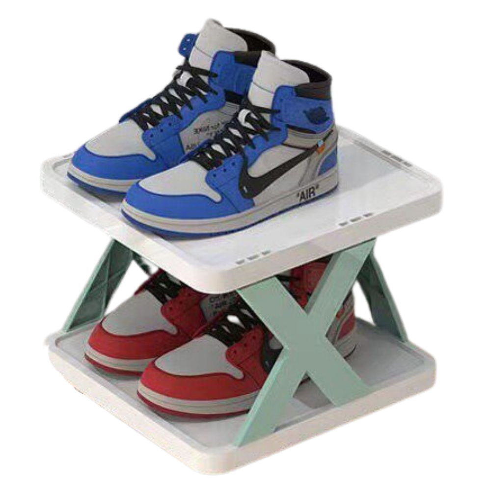 Organizador de sapatos com múltiplos níveis azul da Hoksml, ideal para armazenamento e organização de calçados em diferentes camadas.