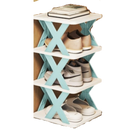 Organizador de calçados Hoksml com múltiplos níveis, estrutura azul, ideal para organizar sapatos de forma eficiente.