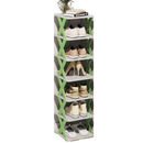 Organizador de sapatos em vários níveis da marca Hoksml, com prateleiras verdes para armazenamento eficiente de calçados.