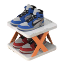 Organização de sapatos com prateleiras múltiplas da marca Hoksml, em tom laranja, para armazenamento eficiente.