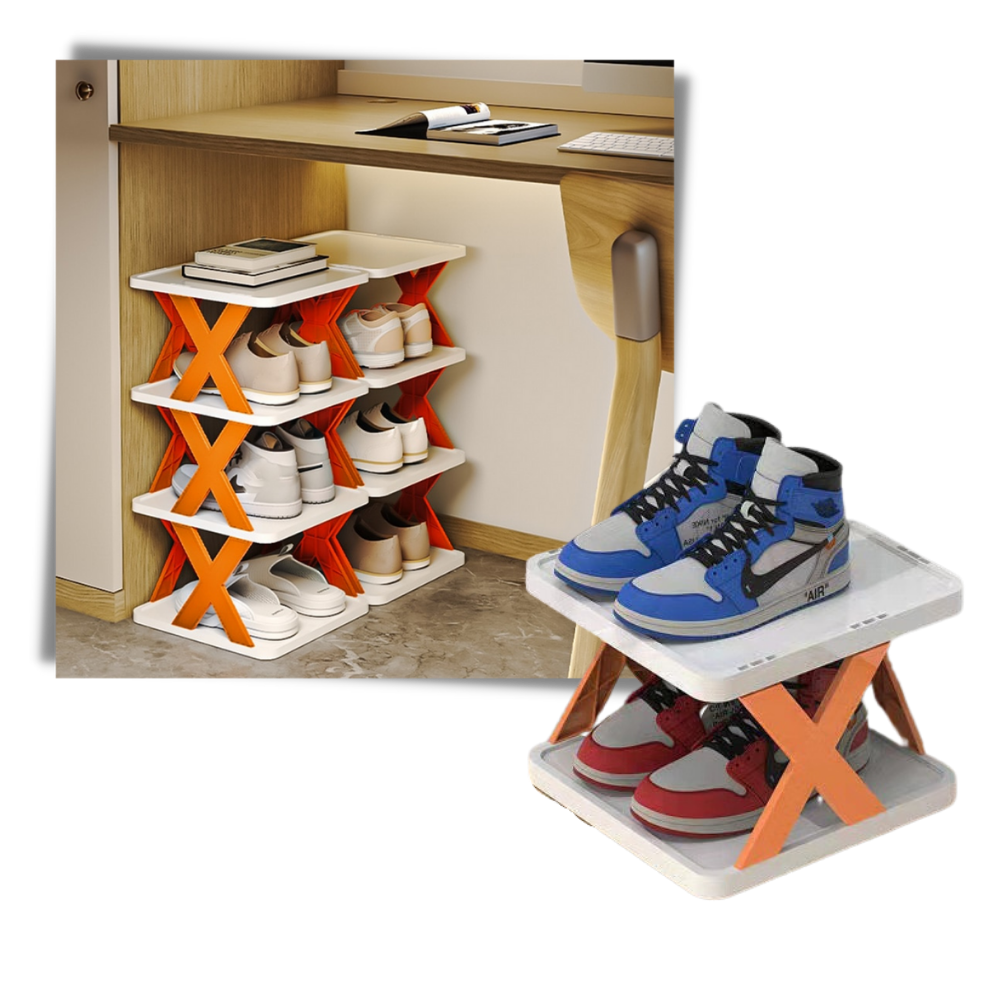 Organizador de calçados Hoksml com múltiplos níveis, espaço compacto e design eficiente para armazenamento de sapatos.