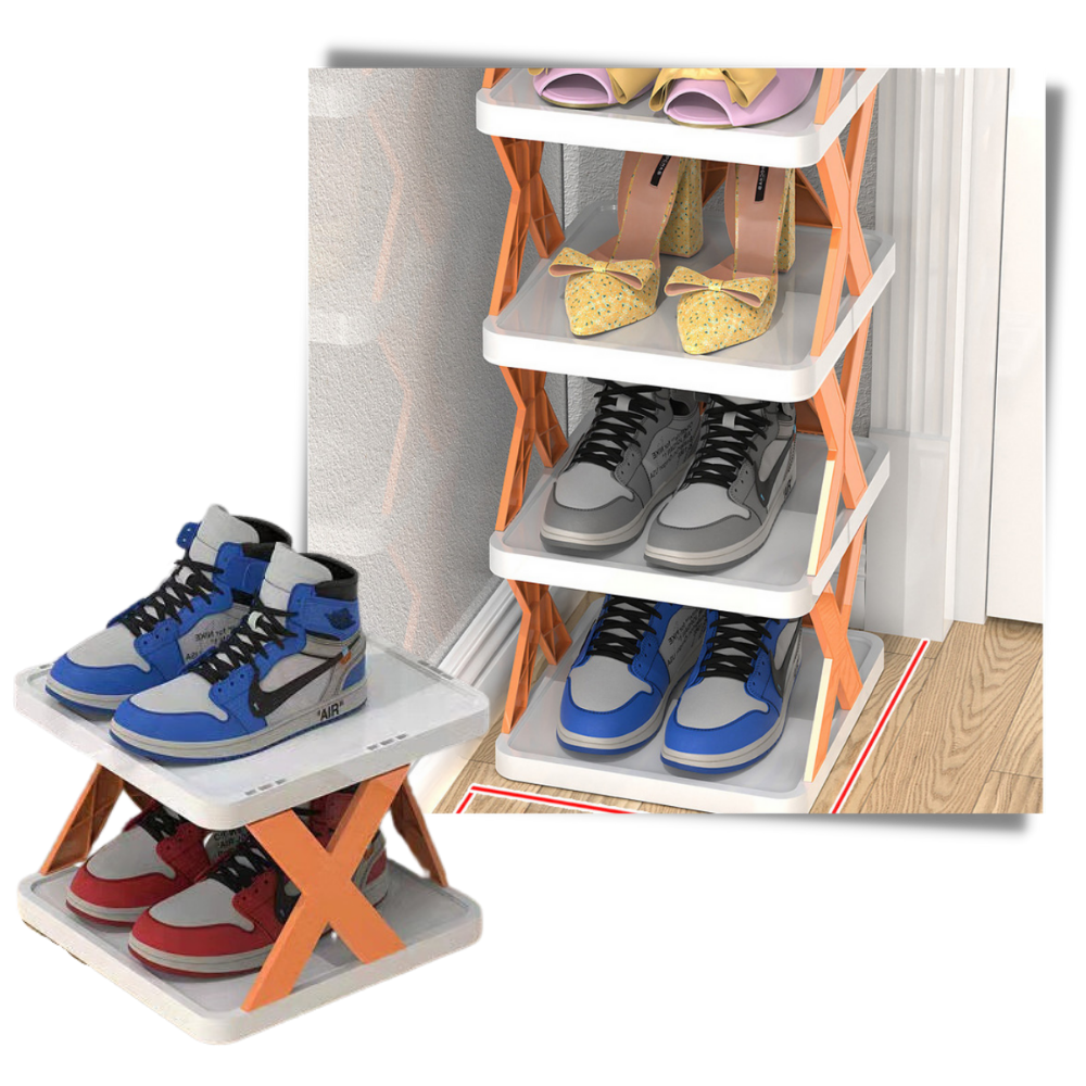 Organizador de sapatos com múltiplos níveis Hoksml, prateleiras versáteis para armazenamento eficiente de calçados.