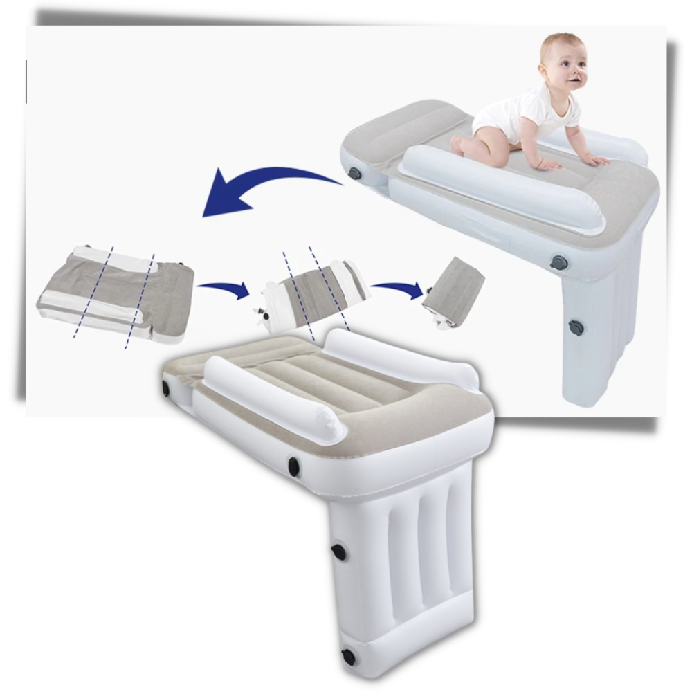 Colchão inflável para bebê da marca Rop, móvel portátil para bebês e crianças pequenas, com design confortável e compacto.
