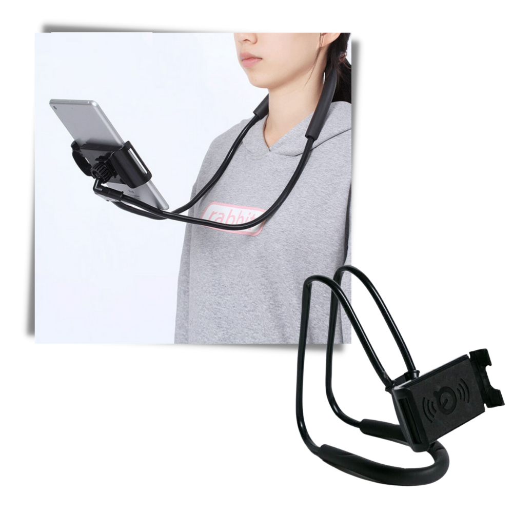 Suporte de telefone para o pescoço Imountek, confortável e ajustável, ideal para uso durante viagens ou atividades diárias.