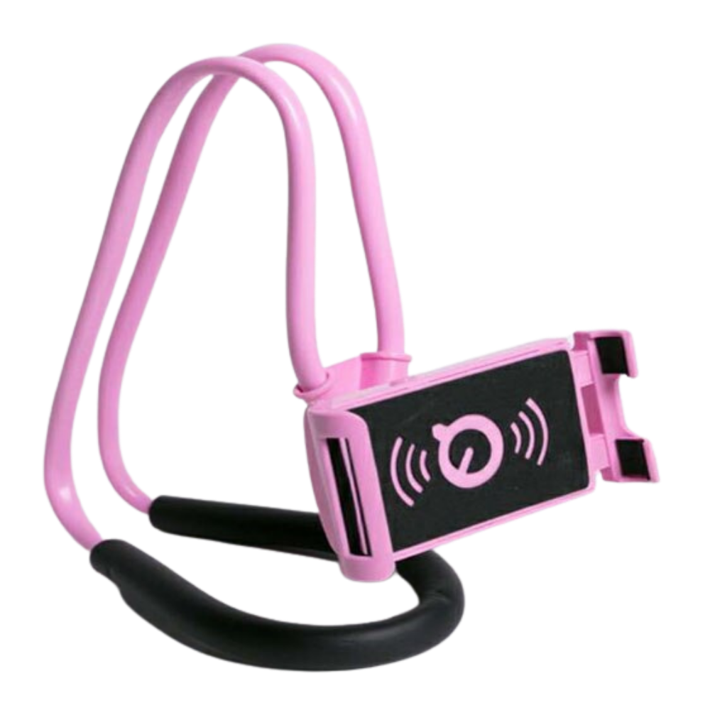 Suporte de telefone para o pescoço Imountek, acessório de telefonia, em rosa, ajustável para conforto durante uso móvel.