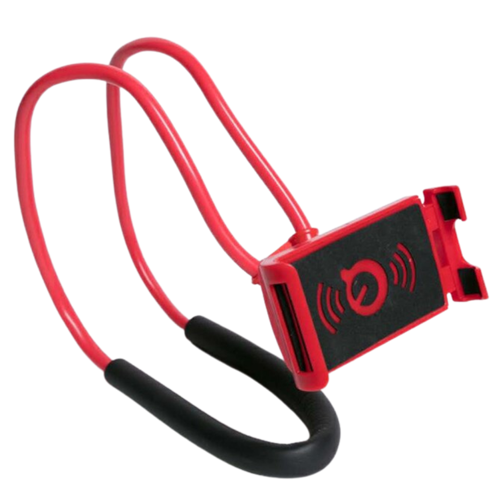 Suporte de telefone para o pescoço Imountek, suporte de telefonia confortável e ajustável, em cor vermelha, ideal para uso portátil.