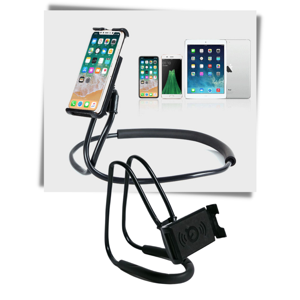Suporte de telefone para o pescoço Imountek, design versátil, ajustável e confortável para uso com dispositivos móveis.