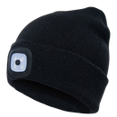 Gorro com luz LED preto da marca Tools & Home Improvement, com iluminação frontal visível na imagem.