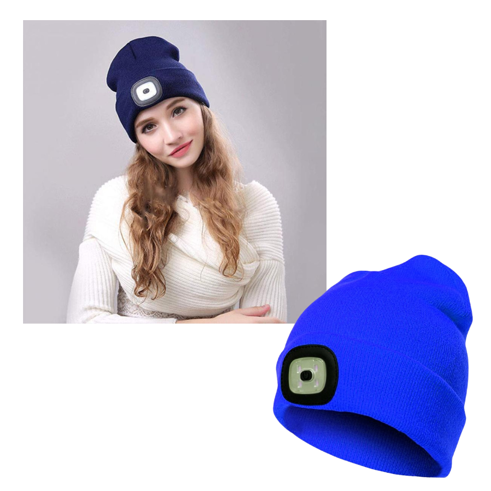 Gorro com luz LED da Tools & Home Improvement, com design de boné, ideal para aquecimento e iluminação portátil.