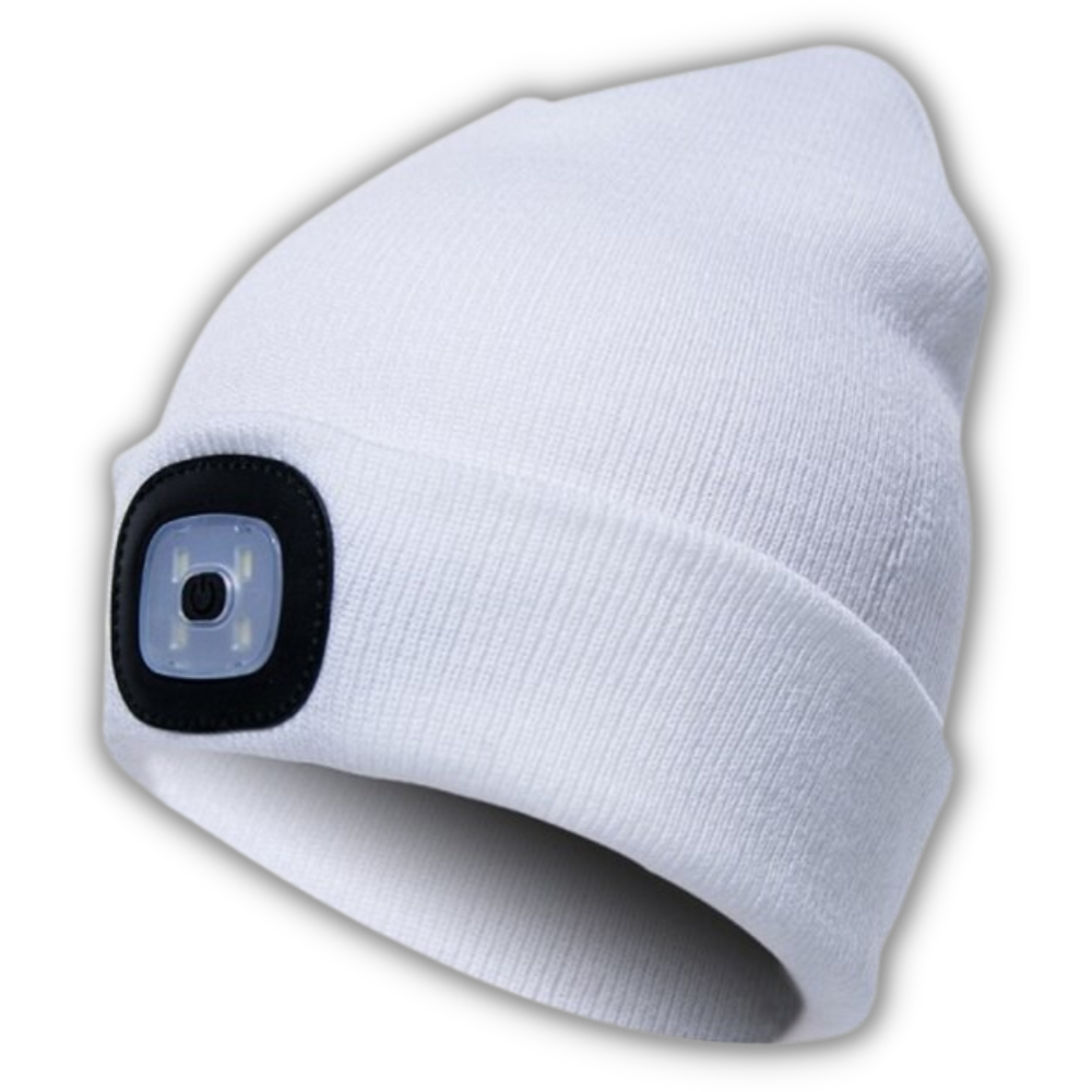 Gorro com luz LED branco da marca Tools & Home Improvement, acessório de cabeça com iluminação prática para uso noturno.